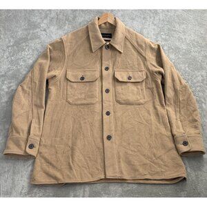 AllSaints Shirt Jacket Mens Medium/Large Loki Wool Blend Button Up Shacket Brown